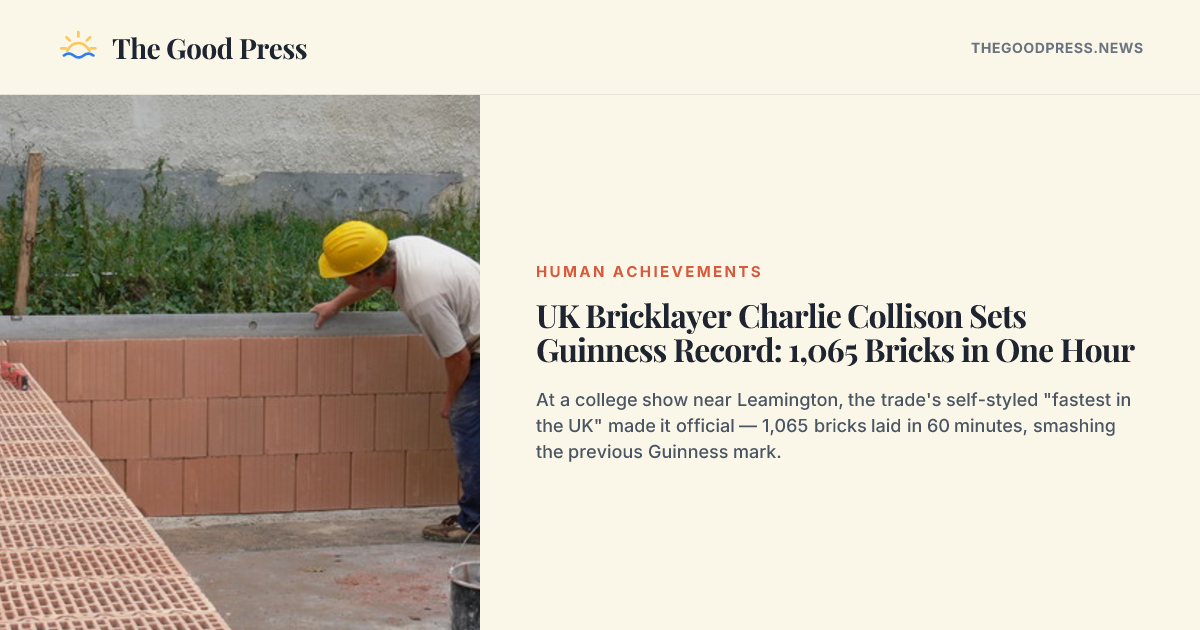 UK Bricklayer Charlie Collison Sets Guinness Record: 1,065 Bricks in ...